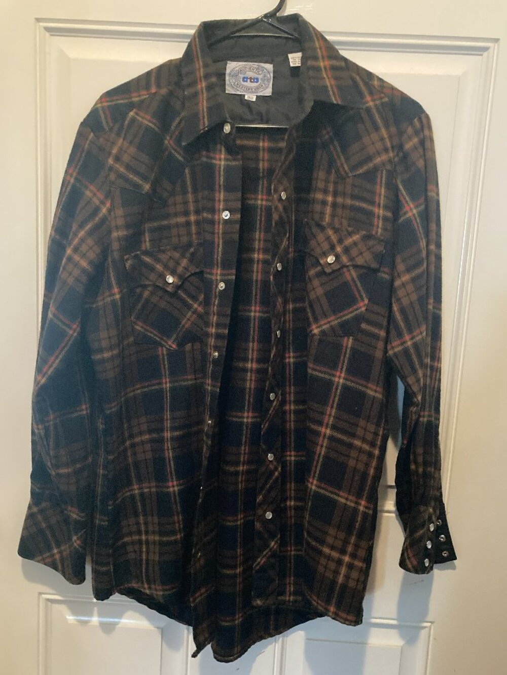 Vintage ATB Authentic Western Wear Size 15 1/12- 32/33 Plaid